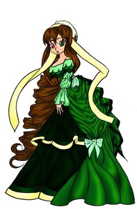 Rating: Safe Score: 0 Tags: 1girl breasts brown_hair dress drill_hair full_body green_dress green_eyes hat heterochromia image long_hair long_sleeves looking_at_viewer red_eyes simple_background solo standing strapless strapless_dress suiseiseki very_long_hair white_background User: admin