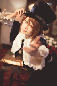 Rating: Safe Score: 0 Tags: 1girl 3d blurry brown_hair depth_of_field frills hat heterochromia lips long_sleeves looking_at_viewer red_eyes short_hair smile solo souseiseki top_hat User: admin