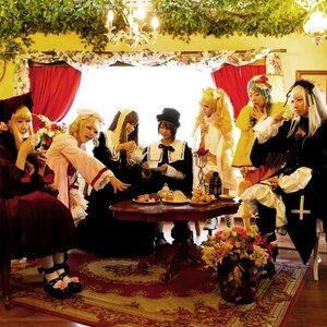 Rating: Safe Score: 0 Tags: 6+boys apron blonde_hair curtains dog dress food hat long_hair multiple_boys multiple_cosplay multiple_girls sitting table tablecloth tagme User: admin