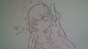 Rating: Safe Score: 0 Tags: 1girl bangs bare_shoulders closed_mouth eyebrows_visible_through_hair grey_background hair_between_eyes image long_hair looking_at_viewer maid_headdress photo shinku solo traditional_media twitter_username upper_body User: admin