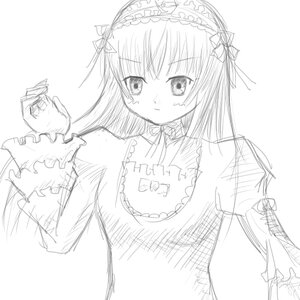Rating: Safe Score: 0 Tags: 1girl frills greyscale hairband image long_hair looking_at_viewer monochrome simple_background sketch solo suigintou upper_body white_background User: admin