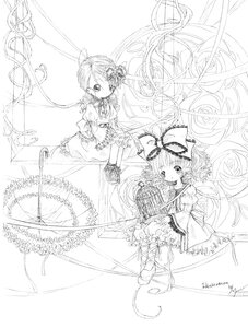 Rating: Safe Score: 0 Tags: 2girls boots bow cross-laced_footwear dress flower frills hair_bow hair_ornament hinaichigo image kanaria lineart monochrome multiple_girls pair ribbon short_hair siblings smile User: admin