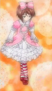 Rating: Safe Score: 0 Tags: 1boy bow brown_hair crossdressing dress frills full_body green_eyes hair_bow image lolita_fashion otoko_no_ko pantyhose pink_bow puffy_sleeves shoes solo souseiseki standing striped striped_legwear User: admin