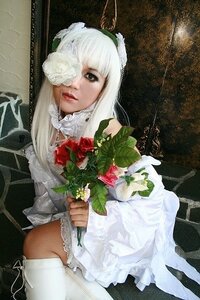 Rating: Safe Score: 0 Tags: 1girl bangs dress flower frills kirakishou lips long_hair looking_at_viewer photo sitting solo white_dress white_hair User: admin