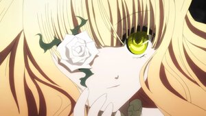 Rating: Safe Score: 0 Tags: 1girl bangs blonde_hair flower image kirakishou long_hair rose solo thorns white_flower white_rose yellow_eyes User: admin