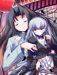 Rating: Safe Score: 0 Tags: 2girls black_dress black_hair blush closed_eyes dress flower frills hair_ornament hairband image kakizaki_megu long_hair long_sleeves md5_mismatch multiple_girls red_eyes rozen_maiden shinshin silver_hair solo string string_of_fate suigintou User: admin