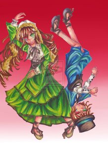 Rating: Safe Score: 0 Tags: 2girls brown_hair dress drill_hair frills green_dress green_eyes hat heterochromia image long_hair long_sleeves multiple_girls pair red_background ribbon short_hair siblings sisters souseiseki suiseiseki twins User: admin