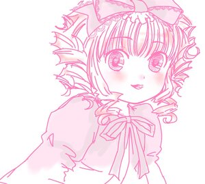 Rating: Safe Score: 0 Tags: 1girl blush bow dress drill_hair hina_ichigo hinaichigo image looking_at_viewer monochrome pink_theme puffy_short_sleeves puffy_sleeves ribbon short_hair smile solo User: admin