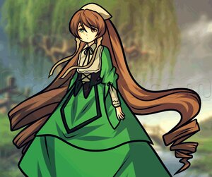 Rating: Safe Score: 0 Tags: 1girl brown_hair dress drill_hair green_dress green_eyes hat head_scarf heterochromia image long_hair long_sleeves looking_at_viewer outdoors red_eyes solo standing suiseiseki twin_drills twintails very_long_hair User: admin