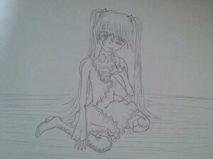 Rating: Safe Score: 0 Tags: 1girl boots dress frills image kirakishou knee_boots long_hair looking_at_viewer monochrome sitting solo twintails very_long_hair User: admin