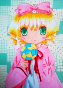 Rating: Safe Score: 0 Tags: 1girl bangs blonde_hair blurry blush bow box building chain-link_fence day depth_of_field dress fence gift green_eyes hair_bow hina_ichigo hinaichigo holding holding_gift image long_sleeves looking_at_viewer outdoors photo pink_bow pink_dress smile solo upper_body User: admin