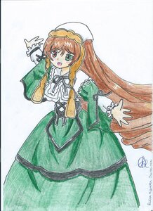 Rating: Safe Score: 0 Tags: 1girl auto_tagged brown_hair dress frills green_dress green_eyes hat head_scarf heterochromia image long_hair long_sleeves looking_at_viewer marker_(medium) open_mouth red_eyes signature simple_background smile solo suiseiseki traditional_media twintails very_long_hair watercolor_(medium) white_background User: admin