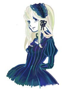 Rating: Safe Score: 0 Tags: 1girl costume_switch dress facing_away image juliet_sleeves long_hair long_sleeves pinstripe_pattern puffy_sleeves simple_background solo striped vertical-striped_dress vertical_stripes white_background white_hair User: admin