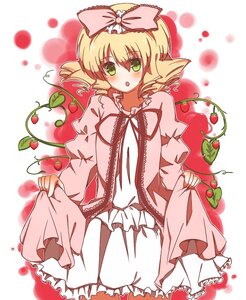 Rating: Safe Score: 0 Tags: 1girl :o apple blonde_hair blush bow cherry dress flower food frills fruit grapes green_eyes hair_bow hina_ichigo hinaichigo holding_fruit image long_sleeves looking_at_viewer object_namesake open_mouth pink_bow short_hair skirt_basket solo strawberry vines User: admin