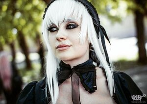 Rating: Safe Score: 0 Tags: 1girl bangs blurry blurry_background choker closed_mouth depth_of_field hairband lips photo portrait solo suigintou watermark white_hair User: admin