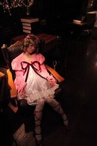 Rating: Safe Score: 0 Tags: 1girl blonde_hair book chair cross-laced_footwear dark dress hinaichigo leg_ribbon ribbon shoes short_hair sitting solo User: admin