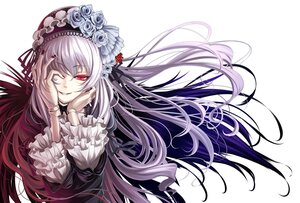 Rating: Safe Score: 0 Tags: 1girl berry commentary_request covering_one_eye doll_joints dress floating_hair flower frilled_sleeves frills hairband hands_on_own_face image joints long_hair long_sleeves looking_at_viewer red_eyes rose rozen_maiden shiokonbu silver_hair smile smirk solo suigintou very_long_hair white_background white_flower white_rose wings User: admin