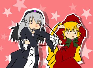 Rating: Safe Score: 0 Tags: 2girls anger_vein black_wings blonde_hair blush christmas christmas_tree cross dress hairband image long_hair long_sleeves multiple_girls pair shinku star_(symbol) starfish starry_background suigintou wings User: admin