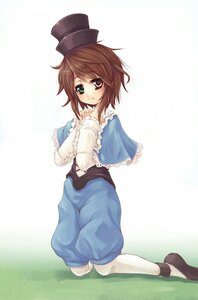 Rating: Safe Score: 0 Tags: 1boy 1girl asa_(swallowtail) bangs brown_hair capelet commentary_request eyebrows_visible_through_hair frills full_body green_eyes hand_on_own_chest hat heterochromia image long_sleeves looking_at_viewer looking_back pantyhose photoshop_(medium) rozen_maiden short_hair smile solo souseiseki top_hat white_legwear User: admin