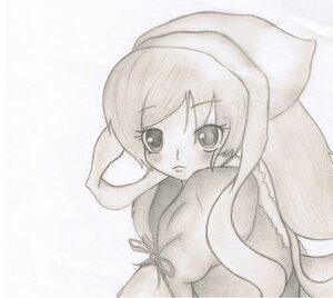 Rating: Questionable Score: 0 Tags: 1girl bent_over blush breasts greyscale image long_hair looking_at_viewer looking_back monochrome solo suiseiseki tail traditional_media User: admin