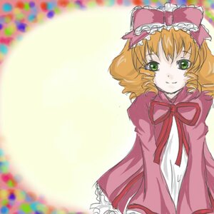 Rating: Safe Score: 0 Tags: 1girl auto_tagged blurry bow depth_of_field dress frills green_eyes hair_bow hina_ichigo hinaichigo image long_sleeves looking_at_viewer pink_bow pink_dress red_bow ribbon short_hair smile solo standing User: admin