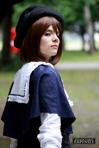 Rating: Safe Score: 0 Tags: 1girl blurry blurry_background brown_hair depth_of_field hat lips long_sleeves outdoors realistic short_hair solo souseiseki swept_bangs upper_body User: admin