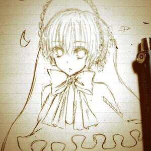 Rating: Safe Score: 0 Tags: bangs expressionless image monochrome ribbon sepia shinku solo upper_body User: admin