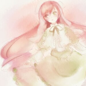 Rating: Safe Score: 0 Tags: 1girl :o dress frills green_dress green_eyes image long_hair long_sleeves looking_at_viewer ribbon simple_background solo suiseiseki very_long_hair white_background User: admin