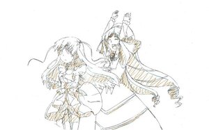 Rating: Safe Score: 0 Tags: 2girls barasuishou dress greyscale image long_hair long_sleeves monochrome multiple_girls pair simple_background suiseiseki white_background wings User: admin