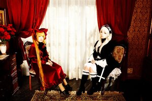 Rating: Safe Score: 0 Tags: 2girls 91076 blonde_hair bow curtains doll dress flower indoors long_hair multiple_cosplay multiple_girls ribbon rose sitting tagme window User: admin