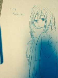 Rating: Safe Score: 0 Tags: 1girl coat eyebrows_visible_through_hair hair_between_eyes image long_sleeves looking_at_viewer monochrome photo scarf solo standing suiseiseki traditional_media User: admin