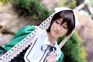 Rating: Safe Score: 0 Tags: 1girl 3d black_hair blurry blurry_background blurry_foreground closed_mouth day depth_of_field dress green_dress lips outdoors photo ribbon smile solo suiseiseki upper_body watermark User: admin