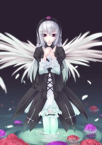 Rating: Safe Score: 0 Tags: 1girl asa_(swallowtail) black_ribbon cross-laced_clothes dress flower frills gothic_lolita hairband image juliet_sleeves lolita_fashion lolita_hairband long_hair long_sleeves looking_at_viewer petals photoshop_(medium) pink_flower pink_rose puffy_sleeves purple_flower purple_rose red_eyes red_flower red_rose rose rose_petals rozen_maiden silver_hair solo standing suigintou thighhighs wading water white_legwear wings zettai_ryouiki User: admin