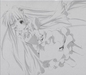 Rating: Safe Score: 0 Tags: 1girl auto_tagged dress flower frills greyscale hair_flower hair_ornament image kirakishou long_hair monochrome rose solo traditional_media very_long_hair User: admin