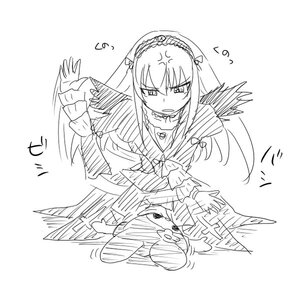 Rating: Safe Score: 0 Tags: 1girl anger_vein bow dress greyscale hairband image lolita_hairband long_hair long_sleeves monochrome simple_background solo suigintou very_long_hair white_background wings User: admin
