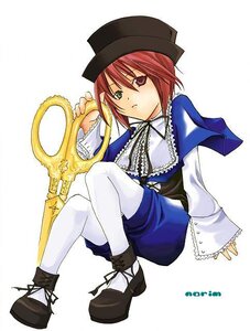 Rating: Safe Score: 0 Tags: 1girl frills full_body hat image long_sleeves looking_at_viewer pantyhose red_eyes red_hair ribbon short_hair shorts sitting solo souseiseki white_legwear User: admin