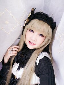 Rating: Safe Score: 0 Tags: 1girl bangs blonde_hair blunt_bangs eyelashes jewelry lace lips long_hair looking_at_viewer nail_polish purple_eyes rain ring smile solo suigintou upper_body veil User: admin