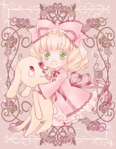 Rating: Safe Score: 0 Tags: 1girl auto_tagged blonde_hair bow dress flower frills green_eyes hina_ichigo hinaichigo image long_sleeves open_mouth pink_bow pink_dress rose short_hair smile solo User: admin