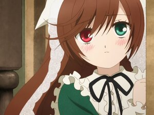 Rating: Safe Score: 0 Tags: 1girl :< black_ribbon blush brown_hair dress frills image long_hair neck_ribbon pout red_eyes ribbon solo suiseiseki User: admin
