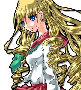Rating: Safe Score: 0 Tags: 1girl blonde_hair blue_eyes drill_hair image long_hair long_sleeves looking_at_viewer ringlets sailor_collar school_uniform serafuku shinku simple_background skirt solo twin_drills white_background User: admin