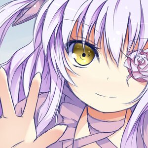 Rating: Safe Score: 0 Tags: 1girl animal_ears barasuishou choker close-up eyebrows_visible_through_hair face flower hair_ornament image long_hair looking_at_viewer purple_hair rose smile solo yellow_eyes User: admin