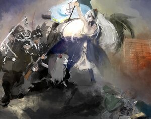 Rating: Safe Score: 0 Tags: armor arrow_(projectile) bow_(weapon) dress hat image long_hair multiple_boys multiple_girls silver_hair solo suigintou tokin_hat weapon wings User: admin