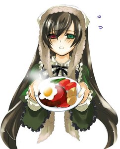 Rating: Safe Score: 0 Tags: 1girl artist_request bacon beans blush brown_hair dress flying_sweatdrops food fried_egg frills green_dress green_eyes head_scarf heterochromia holding image long_hair long_sleeves plate red_eyes ribbon rozen_maiden sauce solo suiseiseki upper_body vegetable very_long_hair white_background User: admin