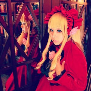 Rating: Safe Score: 0 Tags: blonde_hair blue_eyes bonnet bookshelf library long_hair long_sleeves shinku sidelocks solo User: admin