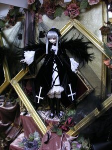 Rating: Safe Score: 0 Tags: 1girl auto_tagged boots cross doll dress flower frills hairband lolita_fashion long_hair long_sleeves looking_at_viewer pale_skin pink_rose purple_flower purple_rose red_eyes red_flower red_rose rose silver_hair solo suigintou wings User: admin
