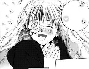 Rating: Safe Score: 0 Tags: 1girl :d blush closed_eyes flower glasses greyscale hair_ornament happy heart image kirakishou long_hair long_sleeves monochrome open_mouth smile solo spoken_heart upper_body User: admin