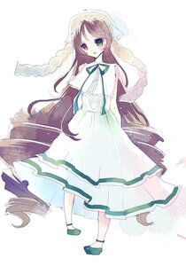 Rating: Safe Score: 0 Tags: 1girl blush brown_hair dress full_body green_eyes heterochromia image long_hair looking_at_viewer red_eyes sleeveless_dress solo standing suiseiseki very_long_hair white_dress User: admin