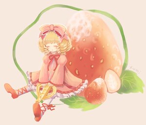 Rating: Safe Score: 0 Tags: 1girl blonde_hair bow closed_eyes curly_hair dress drill_hair food fork fruit hair_bow hina_ichigo hinaichigo image minigirl pantyhose pink_bow pink_dress short_hair solo strawberry striped User: admin