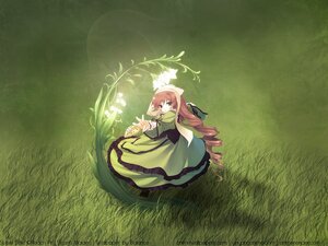 Rating: Safe Score: 0 Tags: 1girl artist_name bow brown_hair dress drill_hair flower grass green_dress green_eyes image long_dress long_hair long_sleeves pink_hair solo suiseiseki twin_drills very_long_hair User: admin