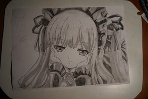 Rating: Safe Score: 0 Tags: 1girl closed_mouth eyebrows_visible_through_hair frills greyscale hands_on_own_face image long_hair long_sleeves looking_at_viewer monochrome photo shinku smile solo traditional_media virtual_youtuber User: admin